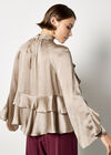 Ruffle Crinkle Satin Top, Stone, large