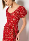 Mini Heart Print Midi Dress, Red, large