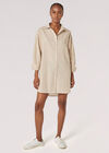 Lightweight Oversized Shirt Mini Dress, Stone, large