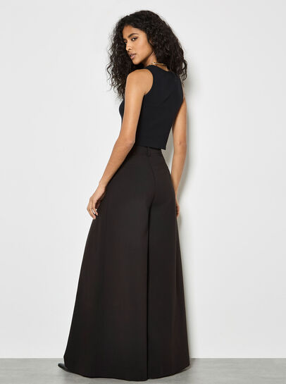 Super Wide Leg Pleat Tailored Trousers