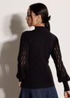 Plait Mesh Sleeve Jumper, Black, large