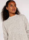 Pull chauve-souris orné de sequins, gris, grand