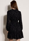 Floral Ruffle Mini Dress, Black, large