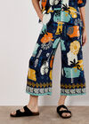 Colourful Sketch Print Culottes, Navy, large