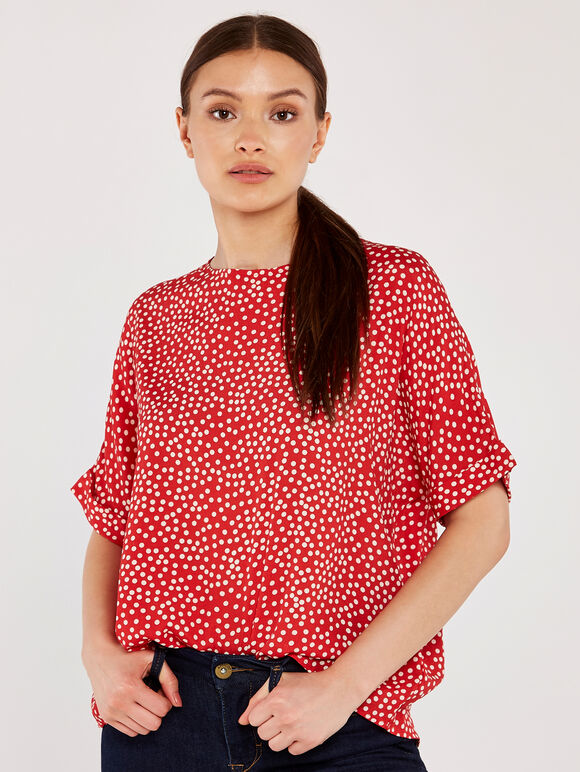Scattered Dots Top, Red, large