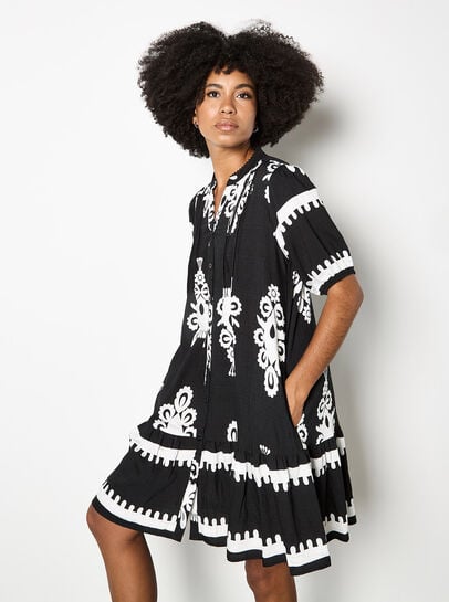 Baroque Print Shirt Mini Dress