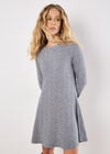 Waffle Knit Swing Mini Dress, Grey, large