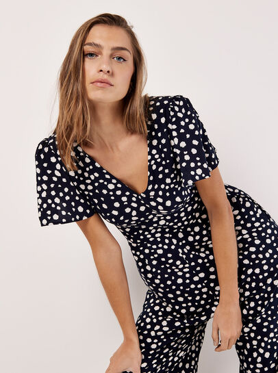 Painterly Dot Wide-Leg Jumpsuit