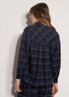 Oversized Check Print Shirt, Navy, large