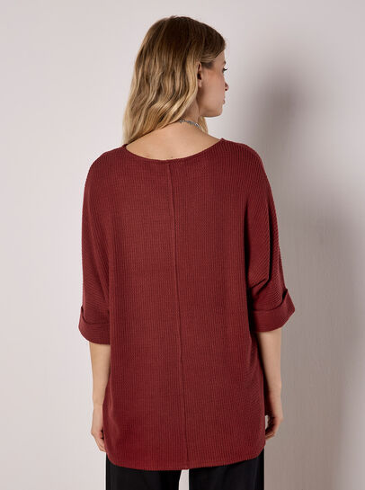 Soft-Touch Batwing Waffle Knit Top