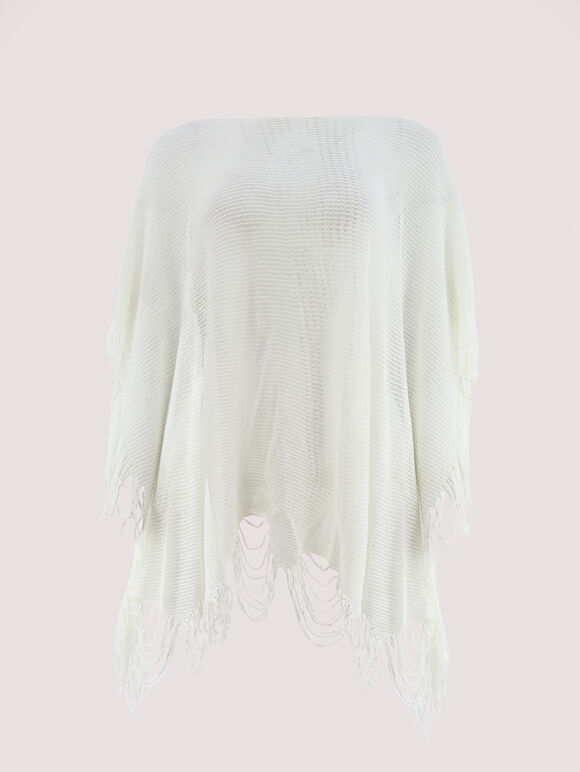 Ladder Back Festival Poncho, Cream, large