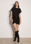 Crepe Sequin Trim T-Shirt, Black, large