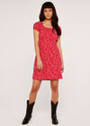 Brush Spot Milkmaid Mini Dress, Red, large