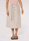 Striped Button Midi Skirt, Stone, large