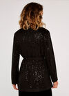 Sequin Belt Blazer, Black, large