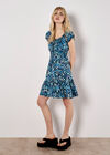 Colourful Ikat Milkmaid Mini Dress, Navy, large