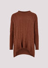 Cable Knit Oversized Jumper, Rust, large