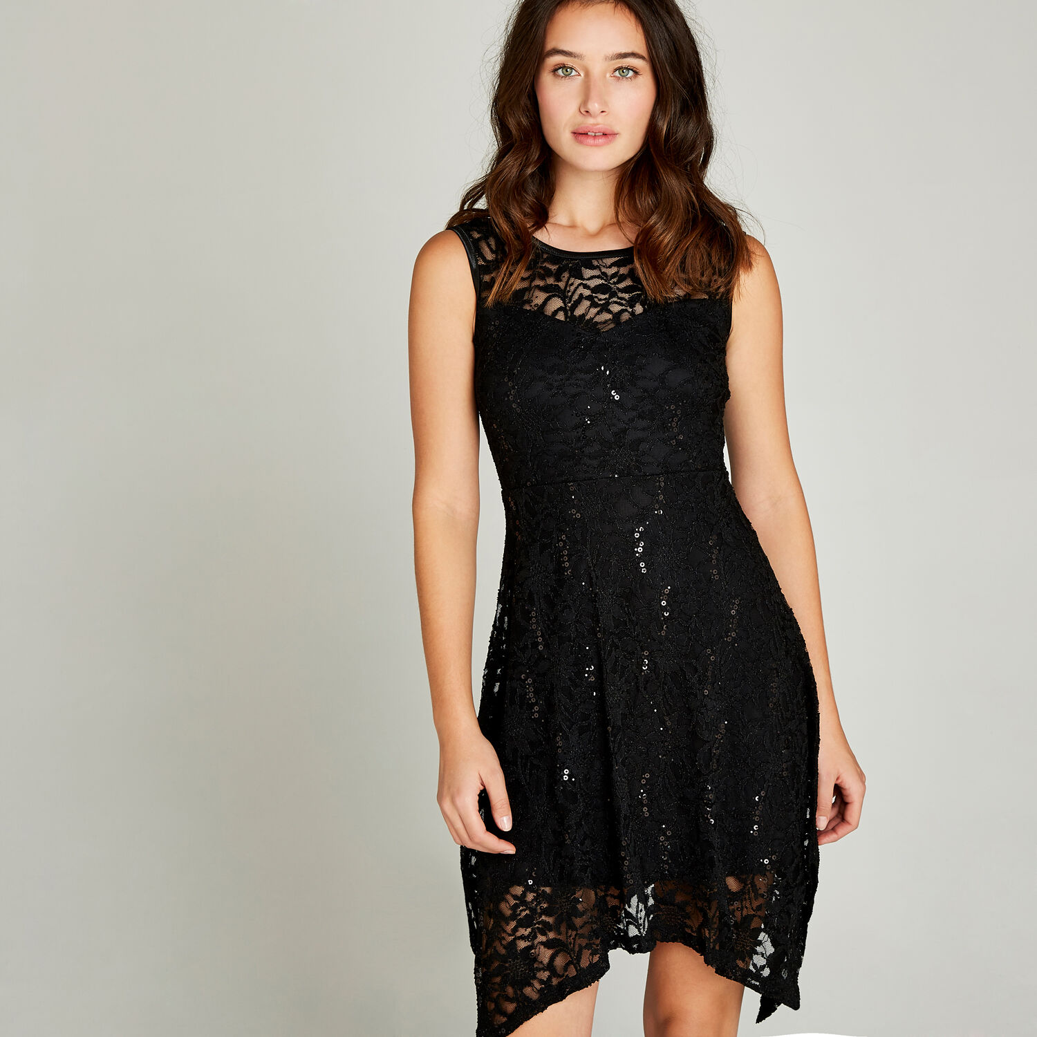 Apricot black lace dress hotsell