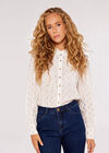 Foil Oval Pintuck Blouse, Cream, large