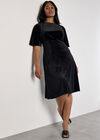 Curve Velvet Fit And Flare Midi Dress, Black, large