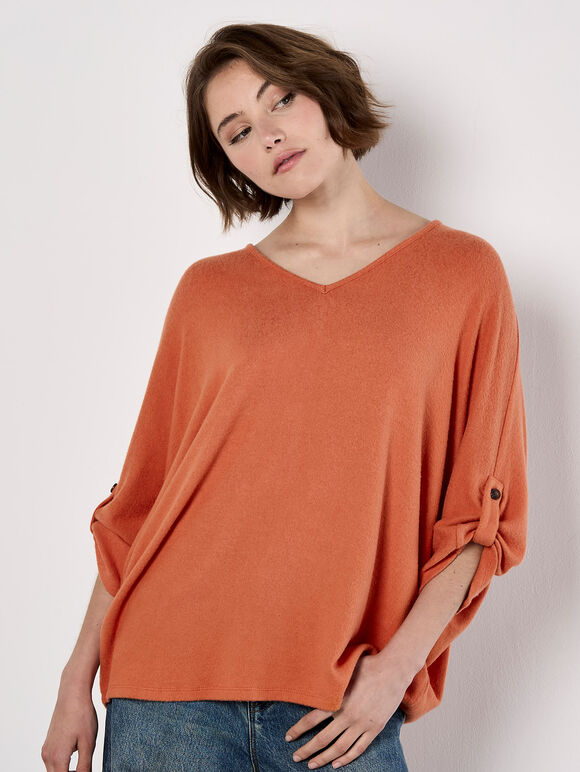 Soft Touch Oversized Batwing Top, Coral, large