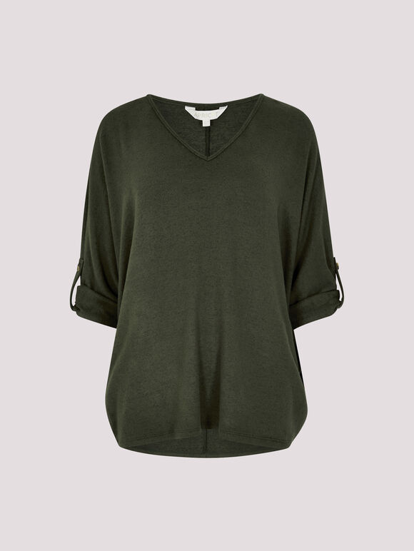 Soft Touch Oversized Batwing Top, Khaki, large