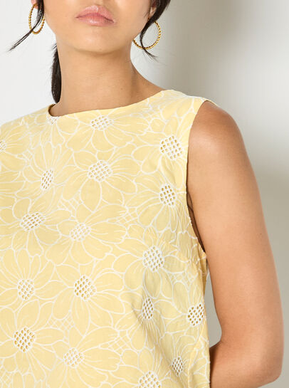 Floral Lace Embroidered Shell Top