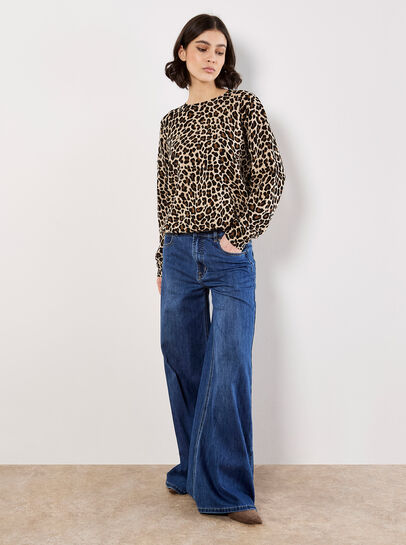 Ribbed Knit Leopard Jumper