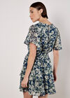 Blurred Floral Tiered Mini Dress, Navy, large