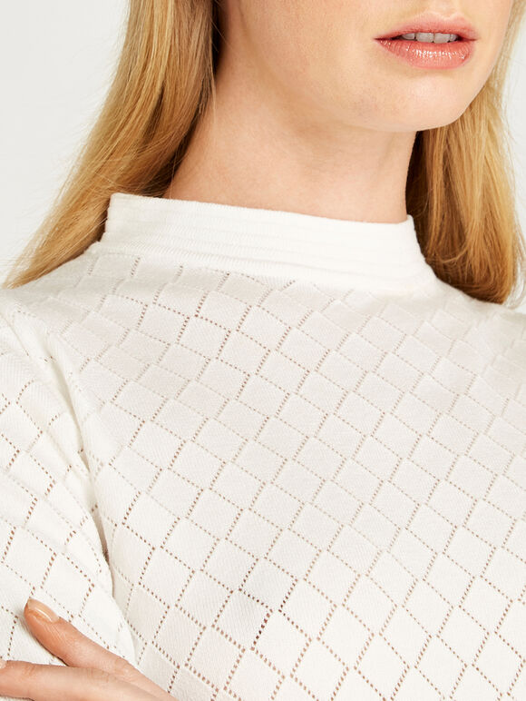 Pointelle Soft Touch Pullover, Creme, groß