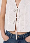 Broderie Anglaise Tie-Up Waistcoat, White, large