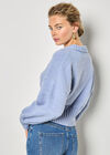 Pleat Detail Crop Jumper, Blue, large
