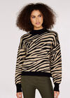 Mock Neck Zebra Jumper, Stone, large