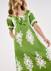 Folk Floral Print Midi Dress, Green, large