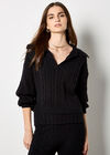 Twisted Cable Knit Crop Jumper, Black, large