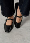 Leather Mary Jane Shoes, Black, large