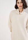 Textured Cable Knit Cocoon Jumper Mini Dress, Stone, large