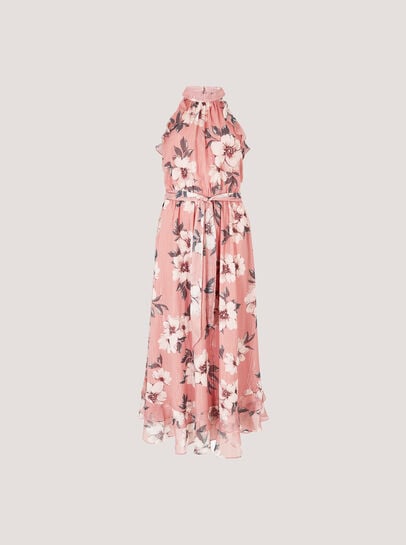 Painterly Floral Shimmer Midi Dress