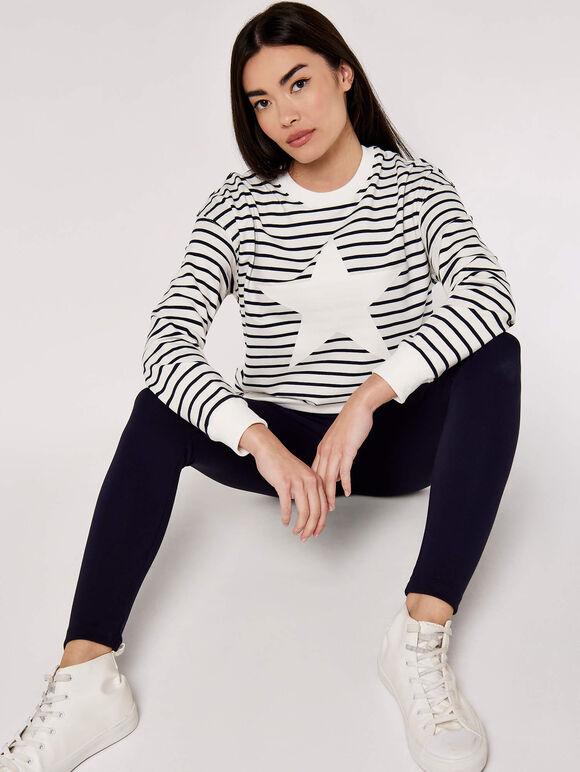 Star Stripe Sweatshirt, Cream, large