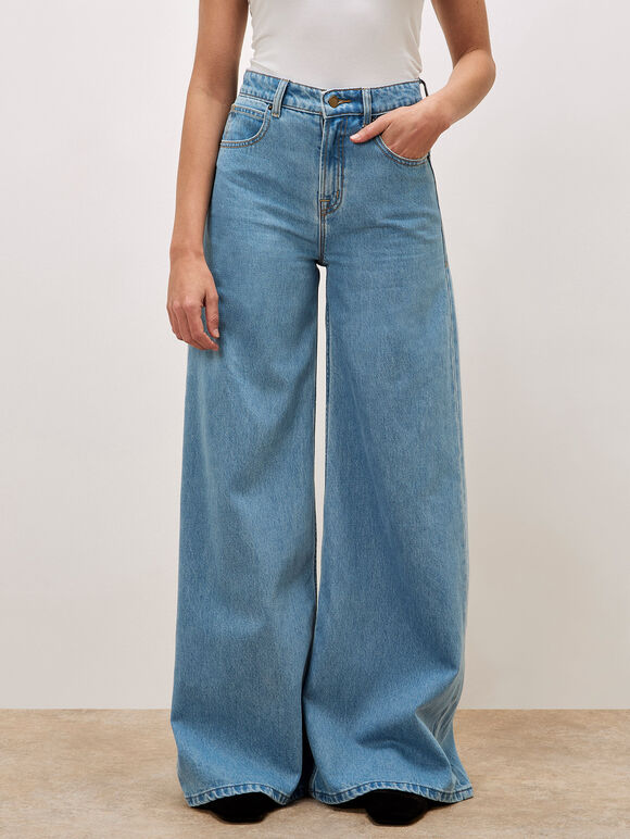 Zana Wide Leg Jeans, Blue, large
