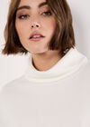 Waffle Knit Mock Neck T-Shirt, Cream, large