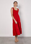 Smock Tiered Midi Dress, Red, large