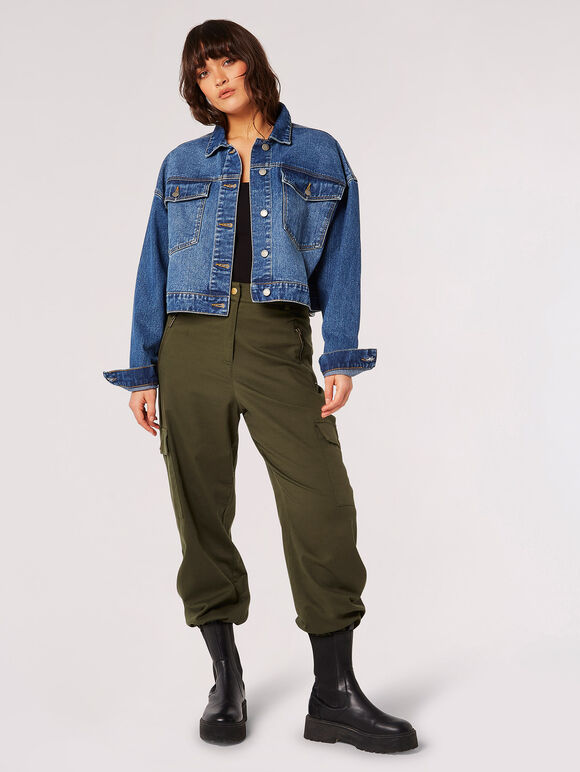 Pantalon cargo en sergé, vert, grand