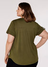 Curve Military V-Neck Top, Khaki, large