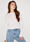 Rib Line Crop Jumper, Cream, large