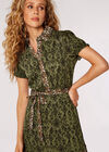 Ikat Tile Shirt Mini Dress, Khaki, large