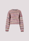Multicoloured Stripe Aran Jumper, Pink, large