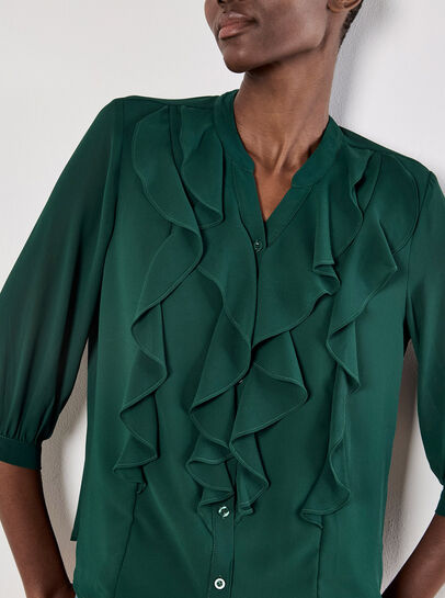 Ruffle Front Chiffon Blouse