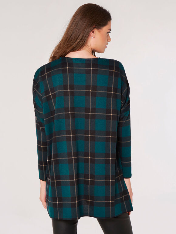 Check Oversized Top, Green, large