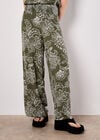 Sarasa Floral Wide Leg Trousers, Khaki, large